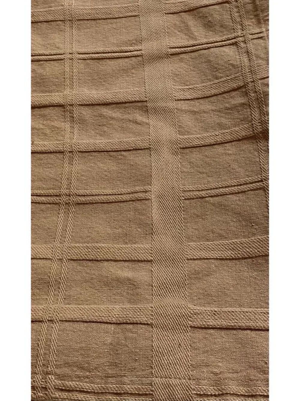 Set Of 6 Khaki Woven Cotton Napkins Textured Plaid Pattern Boho Fall 18” x 12.5”